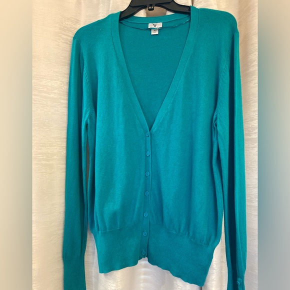Worthington Dark Green V-Neck Button Up Sweater Size XL‎ - Picture 1 of 8